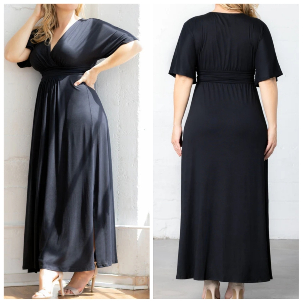 Kiyonna Vienna Maxi Dress | Black Noir | Size 2X | NWT | Elegant Stretch Knit
